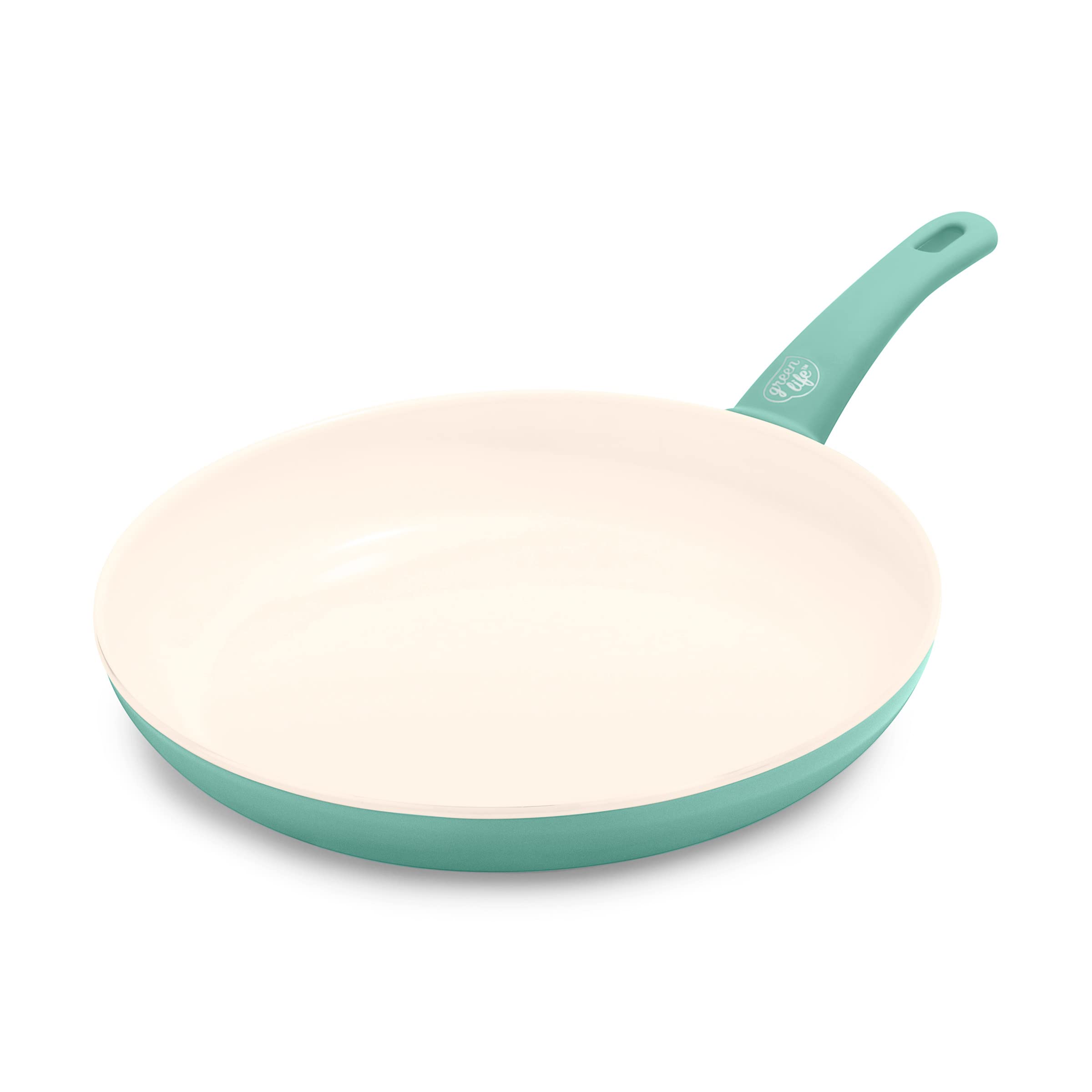 GreenLife 12" Frying Pan Skillet, Turquoise Ceramic Nonstick, PFAS-Free, Dishwasher Safe, Model CW000524-002