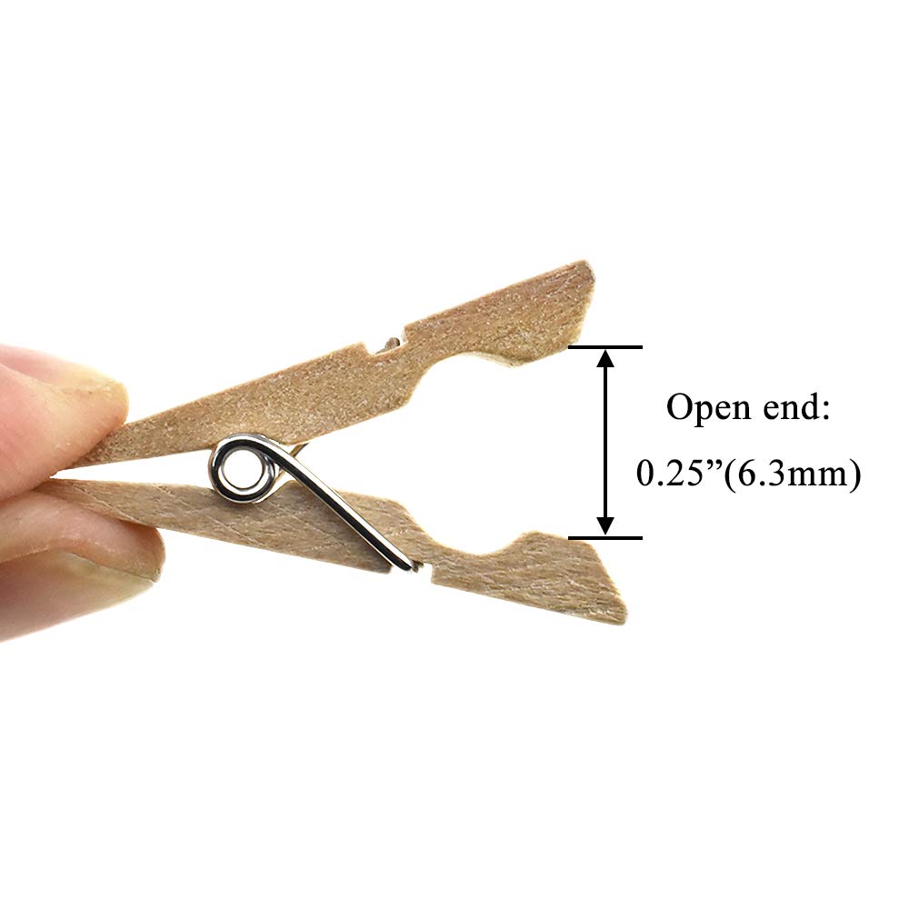 Hahiyo Wooden Clothes Pins Clothespins Small Do Not Fall Apart 1.38 Inches Length 60 Pack Sturdy Strong Springs No Rust No Disco
