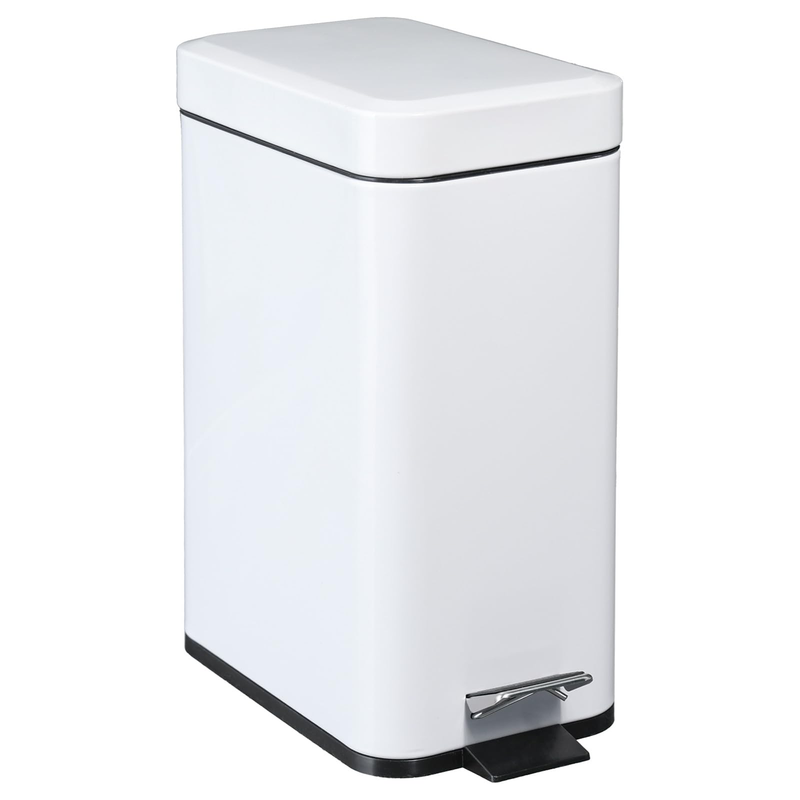 1.3 Gallon- Rectangular Small Steel Step Trash Can Wastebasket,Stainless Steel Bathroom Slim Profile Trash Can,5 Liter Garbage C