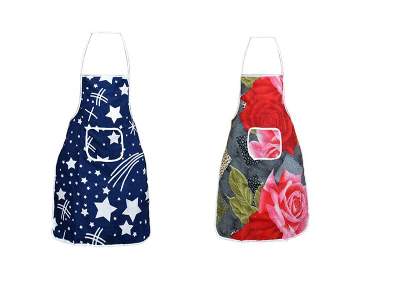 Aazeem Cotton Abstract Kitchen Apron 20inch X 30inch Pack Of 2 With Waterproof Back