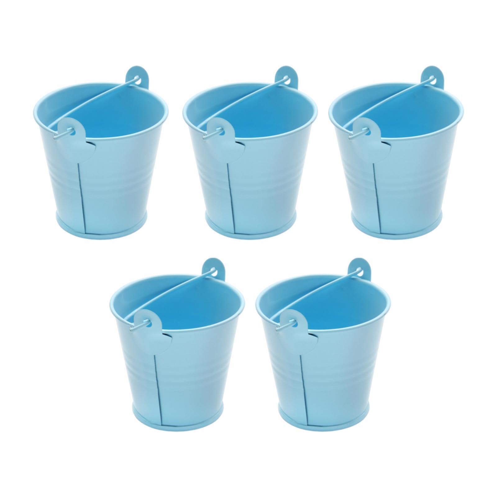Enakshi 5X Galvanized Metal Buckets Container Rustic Party Favors Sturdy Ice Buckets Blue|Gardening Supplies | Plant Care, Soil 