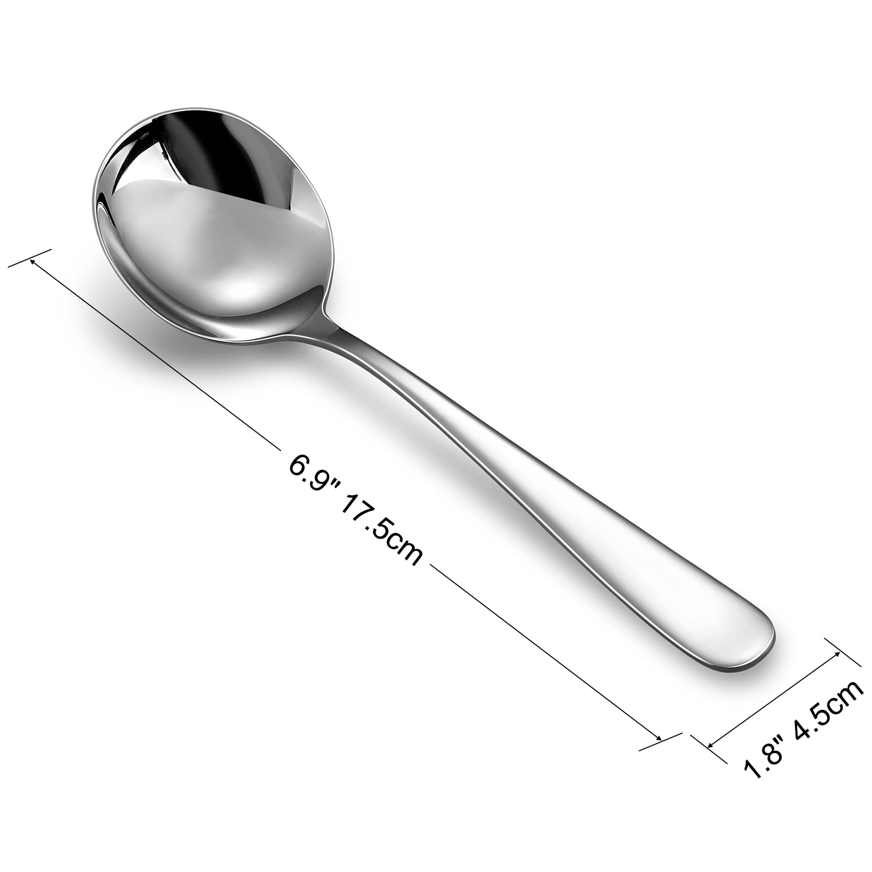 Keawell Premium 7'' Louise Soup Spoons, 18/10 Stainless Steel, Dishwasher Safe (4)