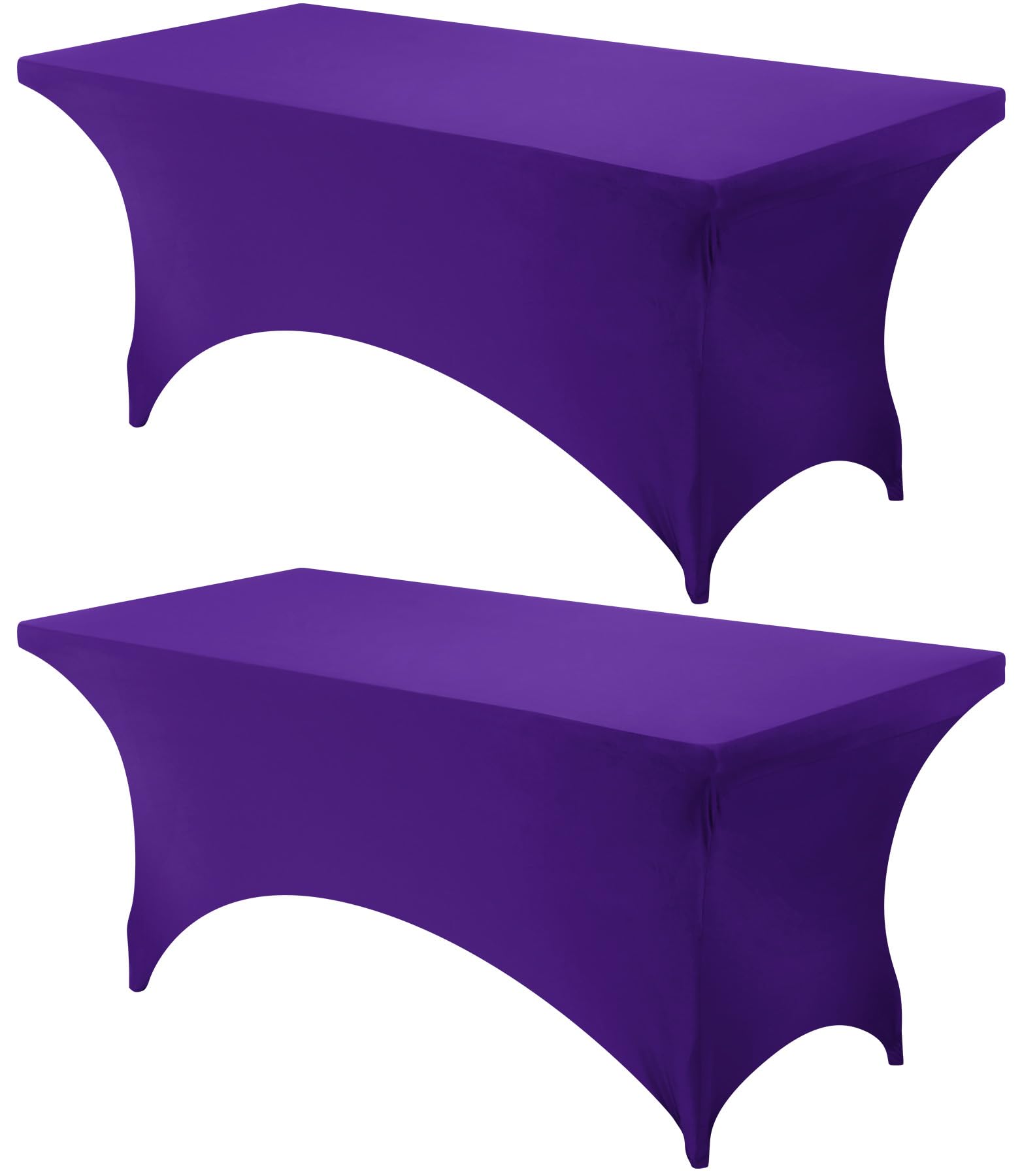 Utopia Kitchen 6Ft Spandex Table Cloth Rectangle [2 Pack, Purple] 200Gsm Premium Stretch, Lycra, Washable And Wrinkle Resistant