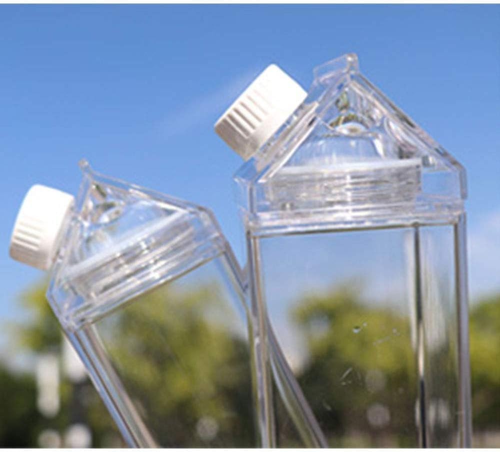 Corvelia 500Ml/17Oz Cute Clear Milk Carton Water Bottle Portable Drinkware For Outdoor Climbing Tour Or Camping