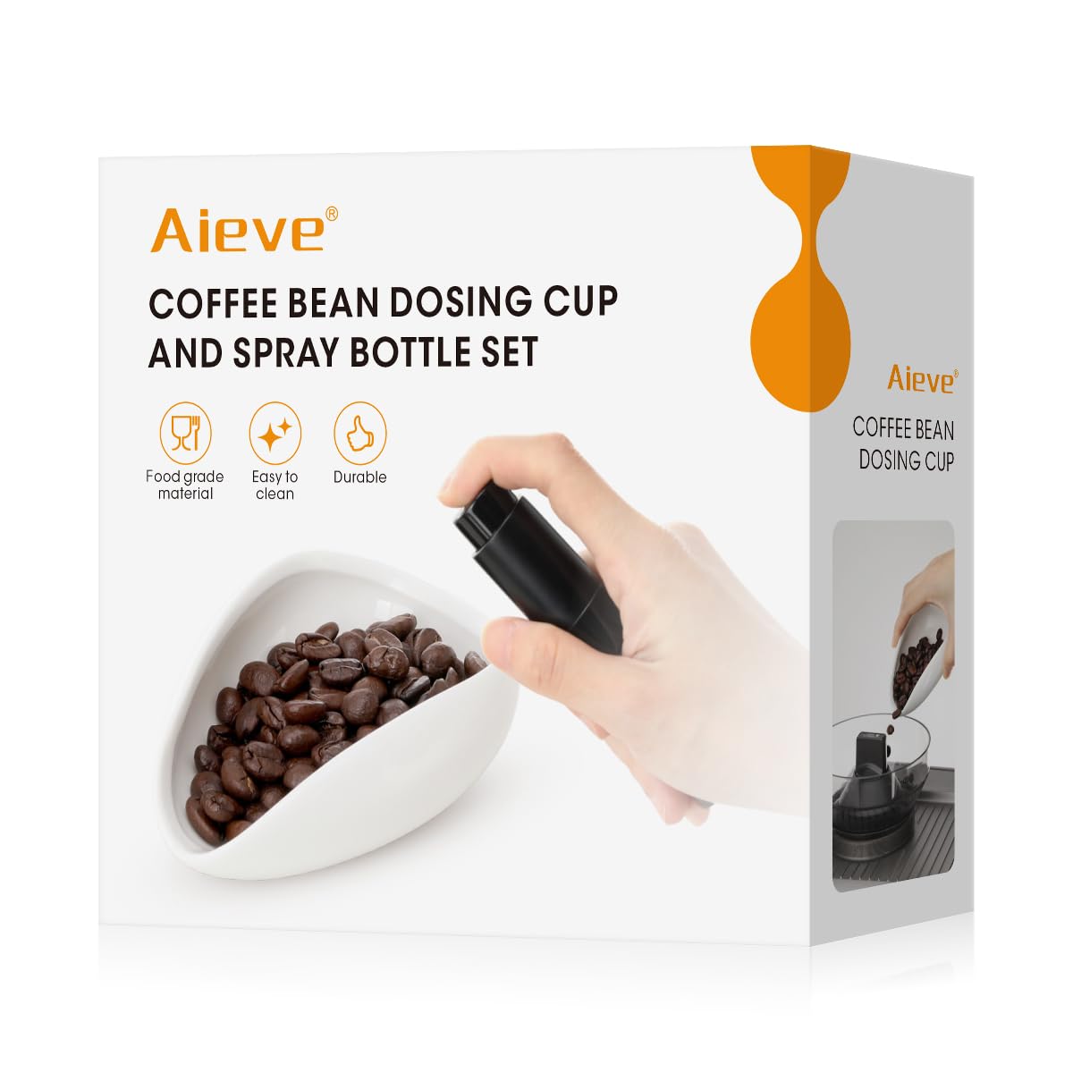 Aieve Coffee Bean Dosing Cup And Spray Bottle Set, Espresso Accessories Coffee Accessories For Coffee Bar (White)