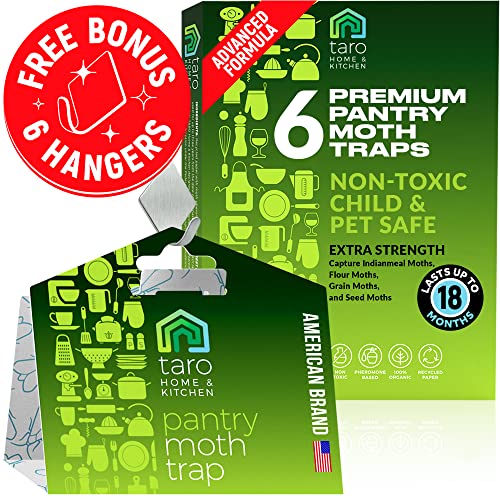 Taro 6-Pack Maximum Strength Pantry Moth Traps, Pantry Moth Killer, Moth Traps For House Pantry, Keep Moth Away With Taro Moth K