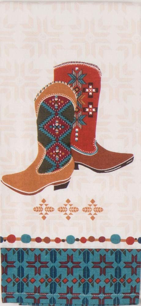 Kay Dee Southwest At Heart Jacquard Tea Towel & Boots Tea Towel, Set Of 2 Southwestern Native Print Western Cowboy Kitchen Towel