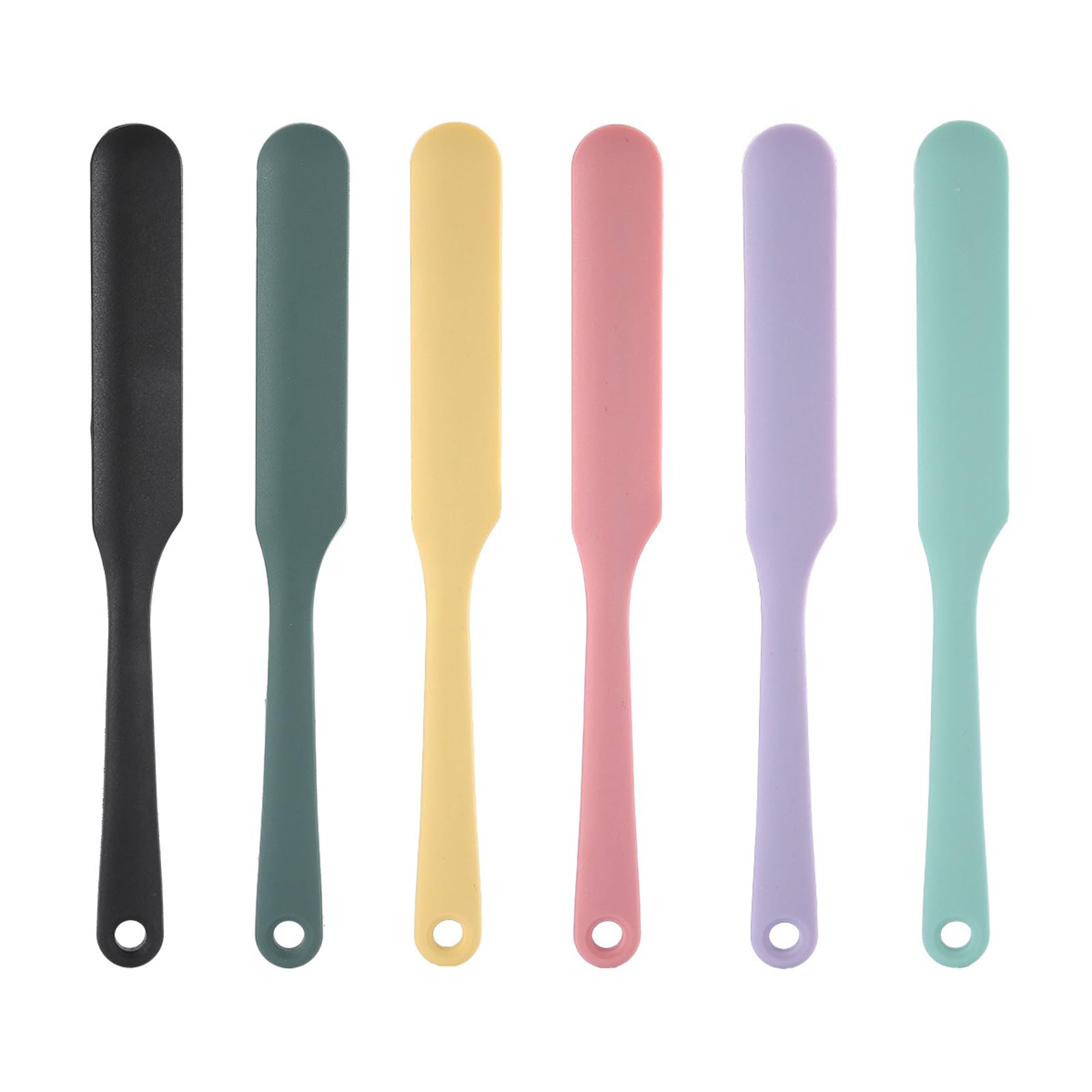 UaneXee 6 Pcs Silicone Jar Spatula,Long Handle Jar Scraper,Cake Cream Butter Spatula,Heat Resistant Kitchen Spatulas for Mixing,