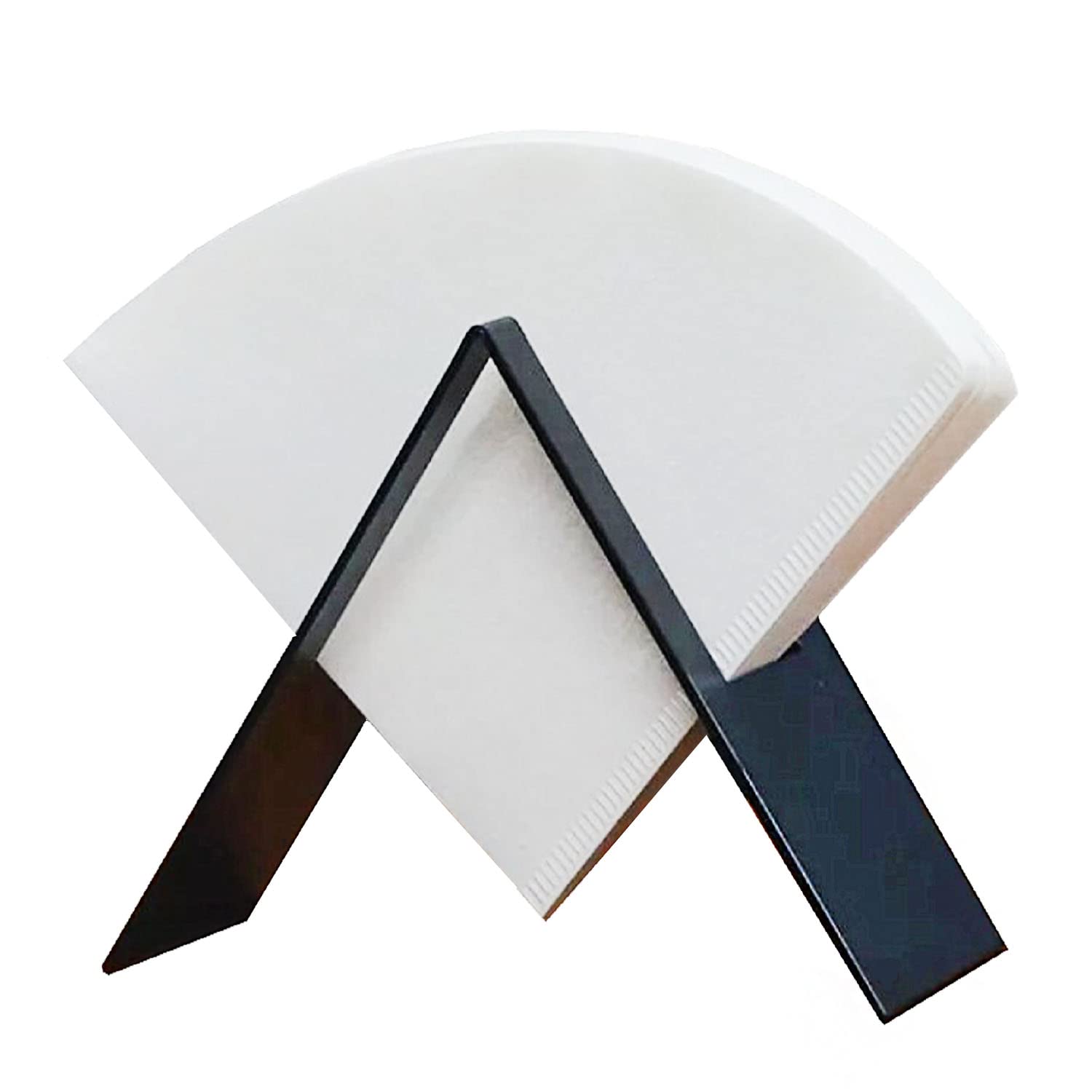 Miao Jin Coffee Filter Paper Holder,Stainless Steel Coffee Paper Storage Container Dispenser Rack Coffee Filter Paper Stand (Bla