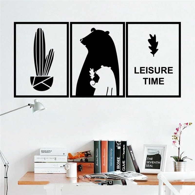 Gadgets Wrap Wall Decal Vinyl Sticker Cactus Bear Leisure Time Black For Office Home Wall Decoration