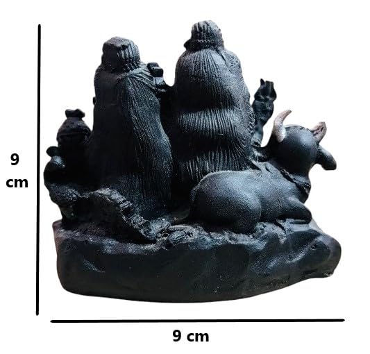 Srimaa Ventures Black Shiv Parivar Idol Of Shiva, Parvati, Ganesh, Kartikeya On Nandi Maharaj Murti Ideal For Mandir, Home Puja,