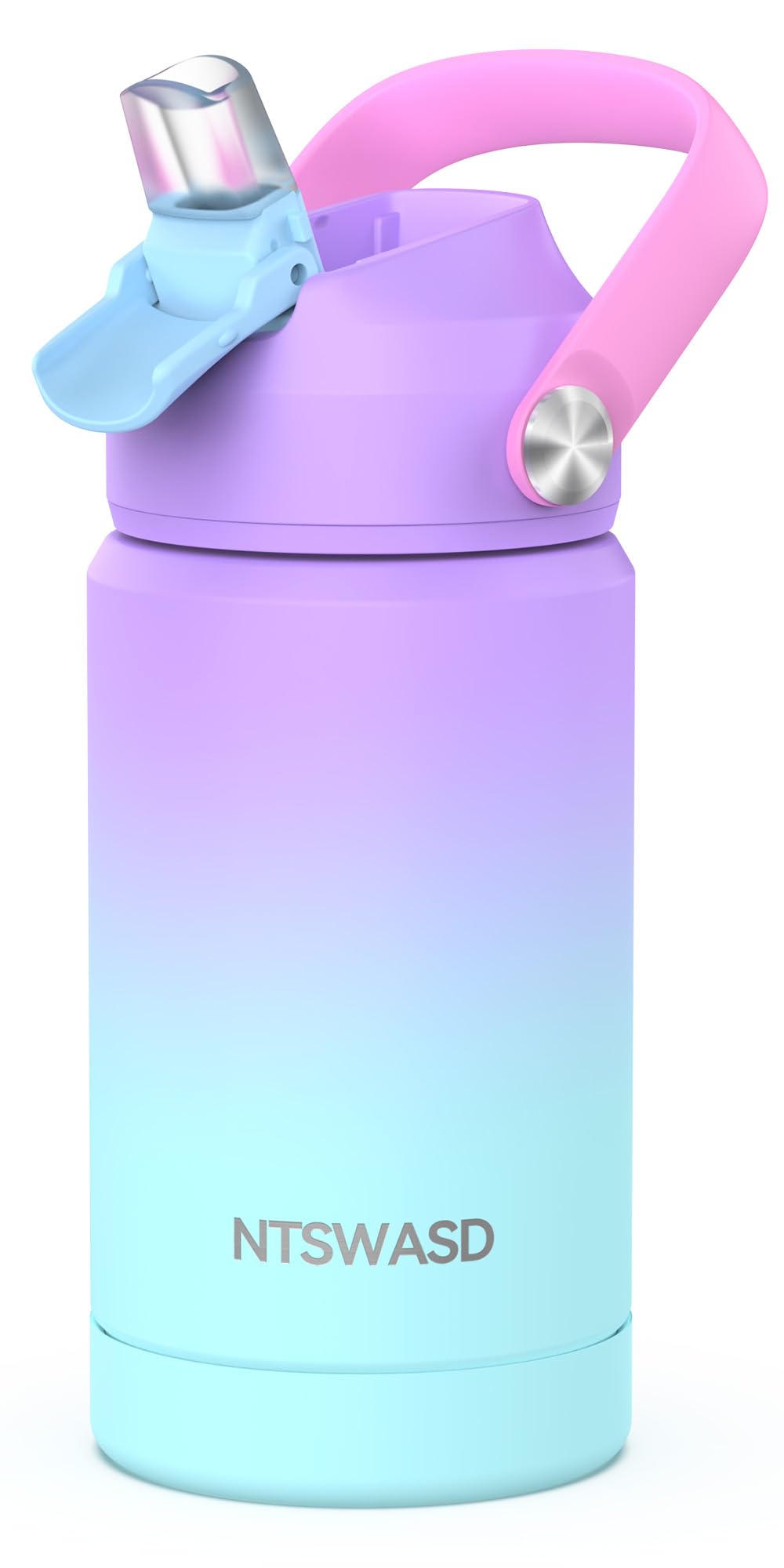 Ntswasd Girls Insulated Water Bottle with Straw,12 oz Kids Cups with Stainless Steel Leak Proof for School Daycare(Purple)