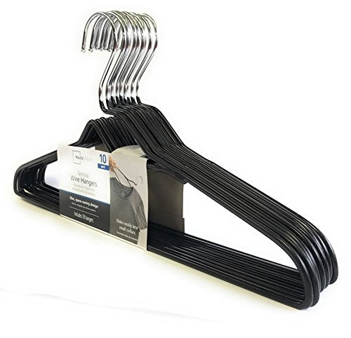 Mainstays Nonslip Heavy Wire Clothes Hangers, 10 Count Black