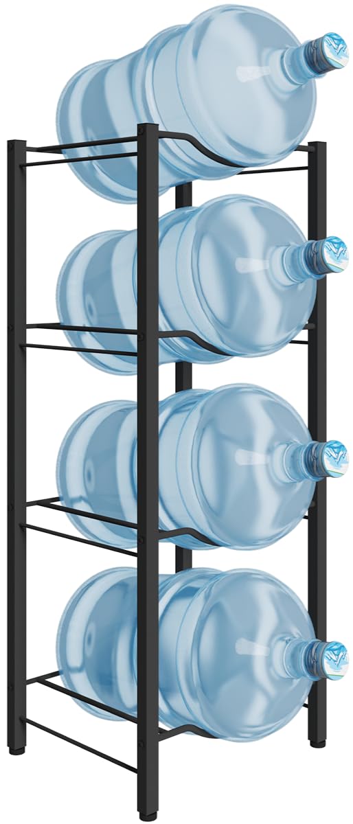 Mocomax 5 Gallon Water Jug Rack, 4 Tier Detachable Water Bottle Holder Storage Organizer Shelf, Heavy Duty Water Jug Dispenser S