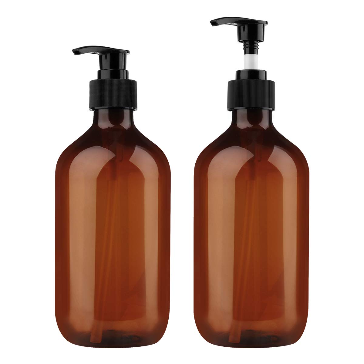 Yebeauty Empty Pump Dispenser, 17Oz/500Ml Lotion Soap Shampoo Pump Bottles Large Brown Bottle With Pump Plastic Refillable Conta