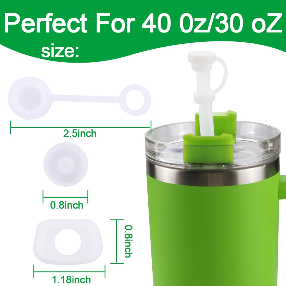 Seiletoo 8Pcs Silicone Spill Stopper Set For Stanley Cups 1.0 30 Oz, 40 Oz, Includes 2 Straw Cover Set, 2 Square Spill Stoppers