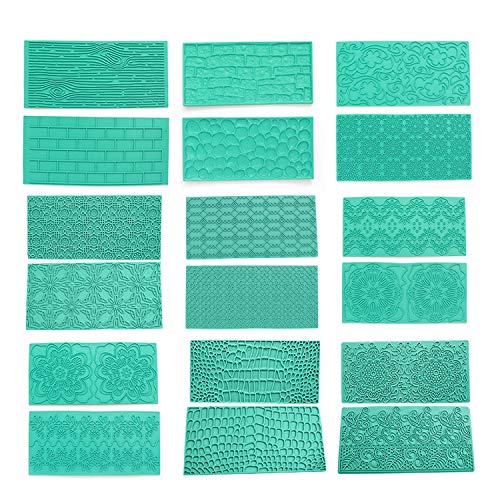 Anyana Set Of 12 +6 Free Plastic Embossed Icing Moulds Kits Wood Brick Cobblestone Quilted Grid Diamond Designs Chocolate Emboss