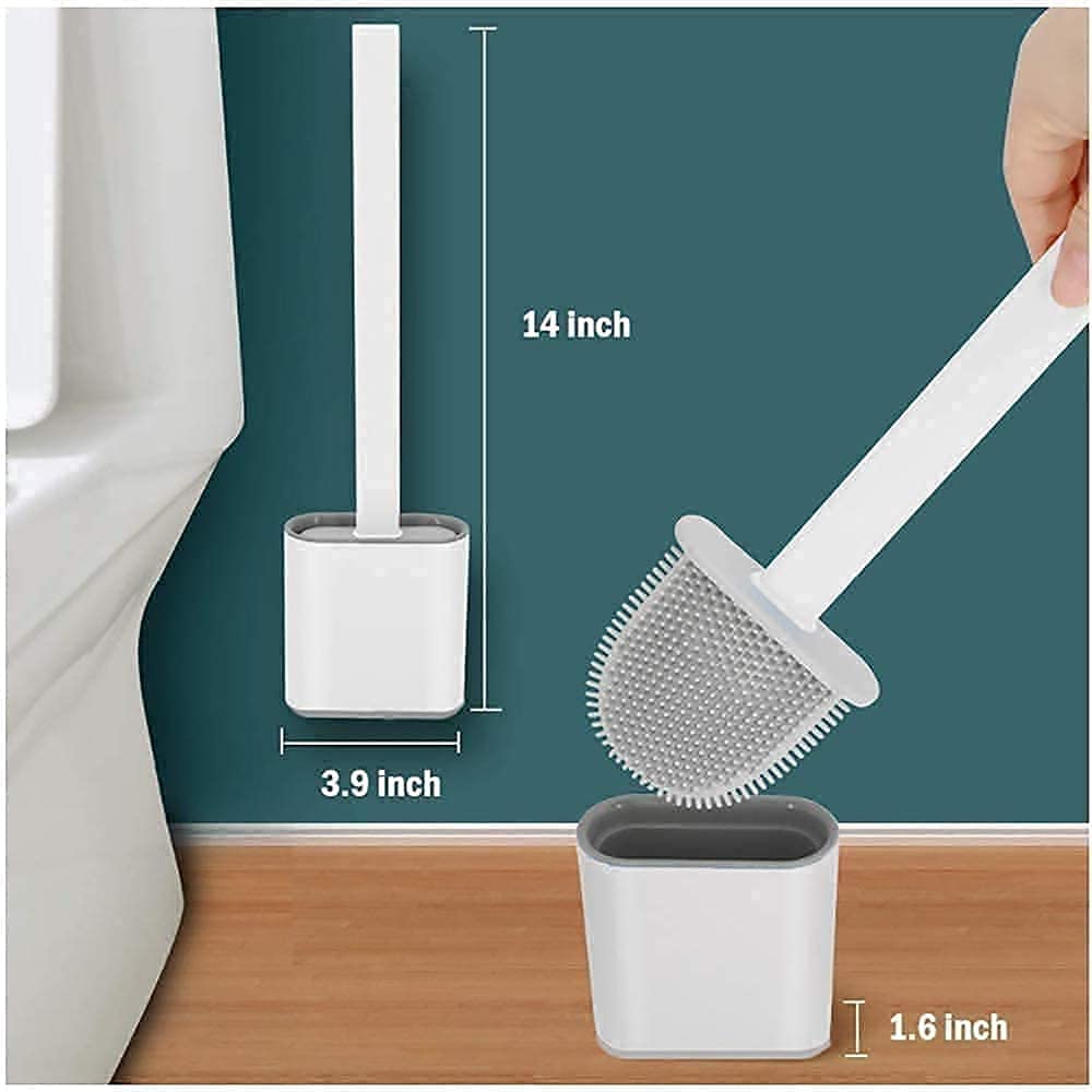 Figment Silicone Water Drop Toilet Brush and Holder Set, Wall Mounted Deep Cleaning Toilet Bowl Brush for Bathroom Toilet Brush