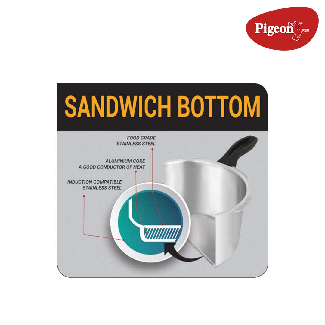 Pigeon Pressure Cooker - 3 Quart - Inox Stainless Steel Outer Lid Induction Base - Cook delicious food in less time: soups, rice