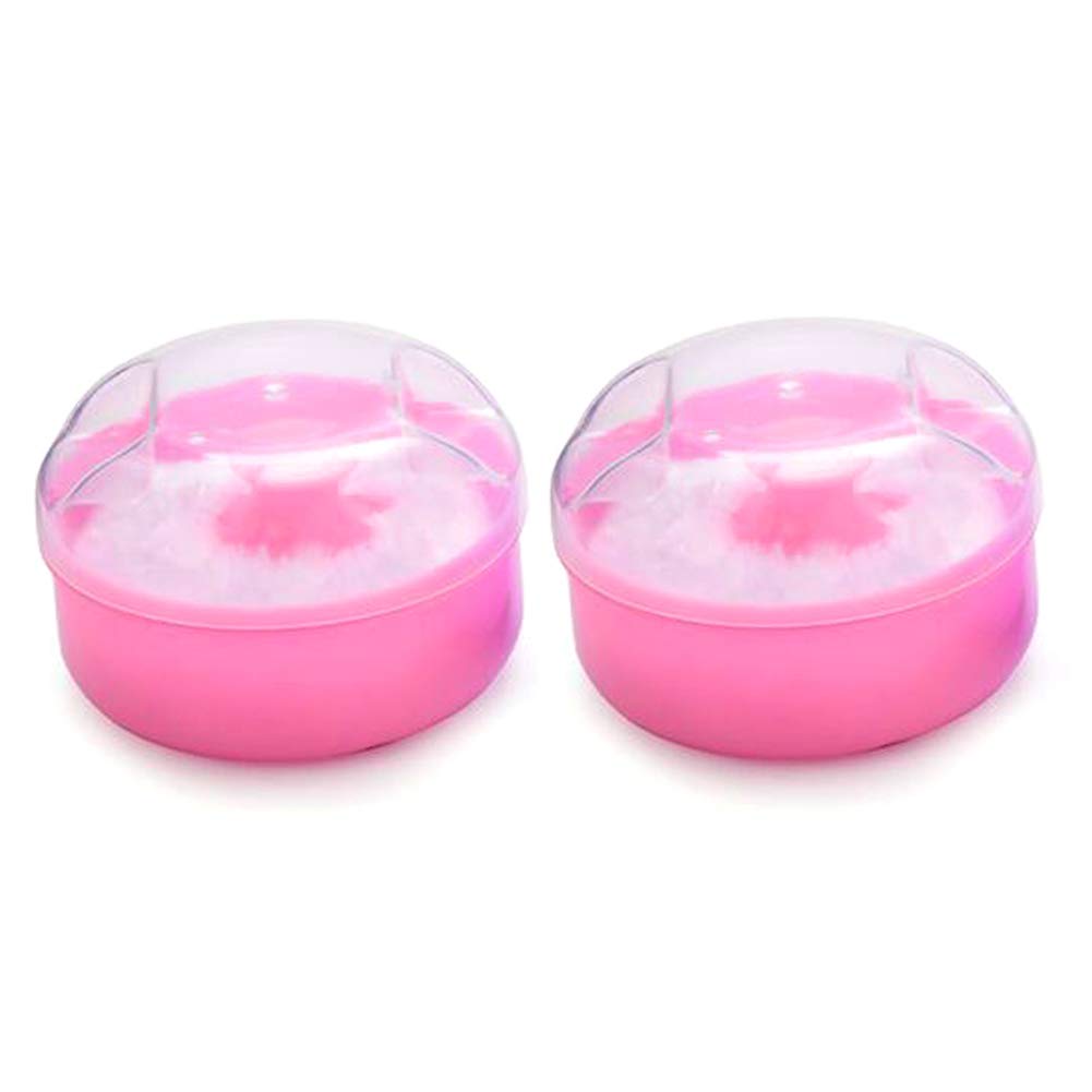 2Pcs Pink Empty Plastic Puff Box With Powder Puff And Transparent Cover Baby Skin Care Talcum Powder Storage Holder Make-Up Case