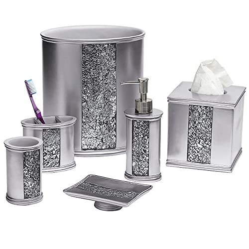 Zahari Home Sinatra Bath Tooth Brush Holder Modern Tooth Brush And Toothpaste Holder, Silver
