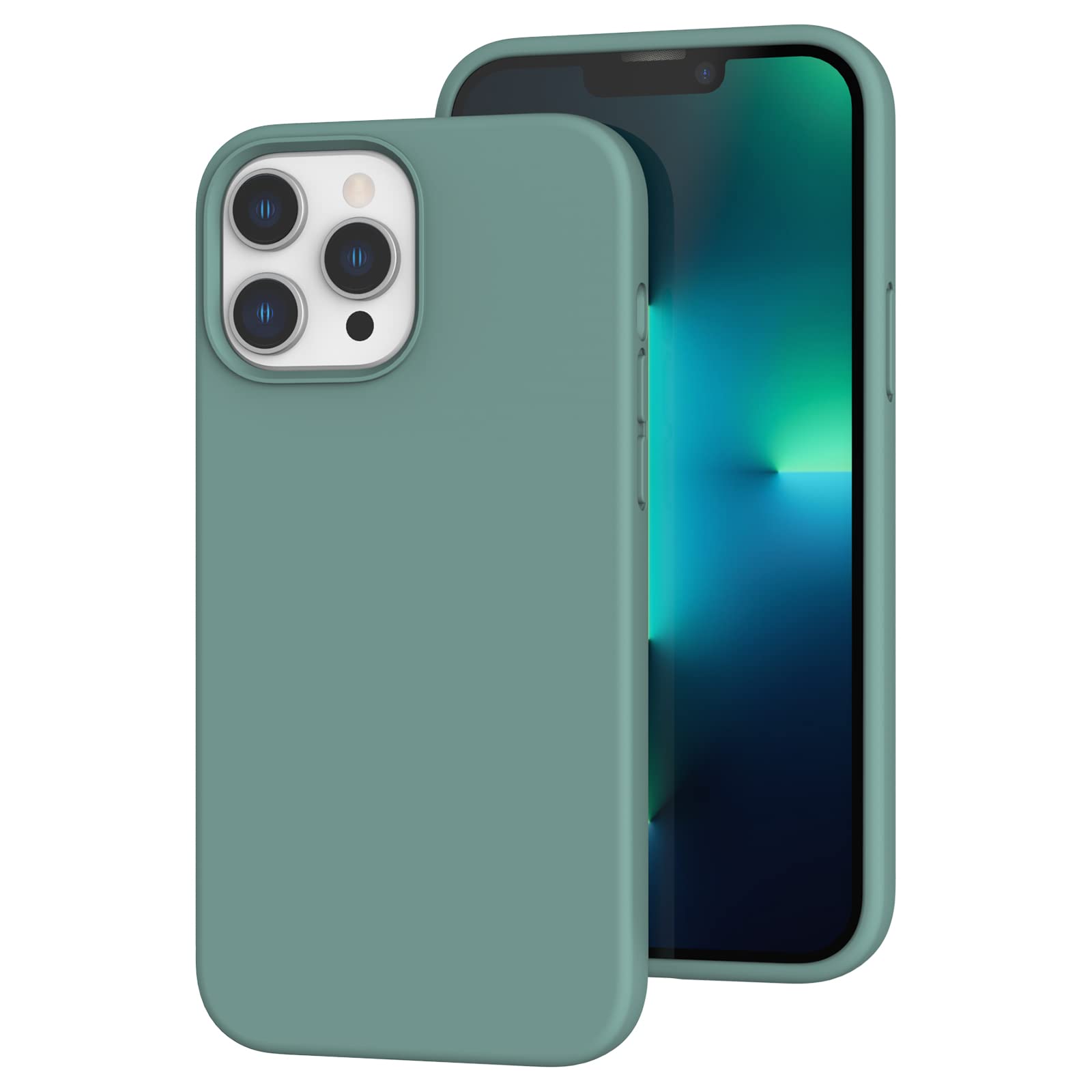 K Tomoto Compatible With Iphone 13 Pro Case, Drop Protection] Anti-Fingerprint] Shockproof Liquid Silicone Cover With Microfiber
