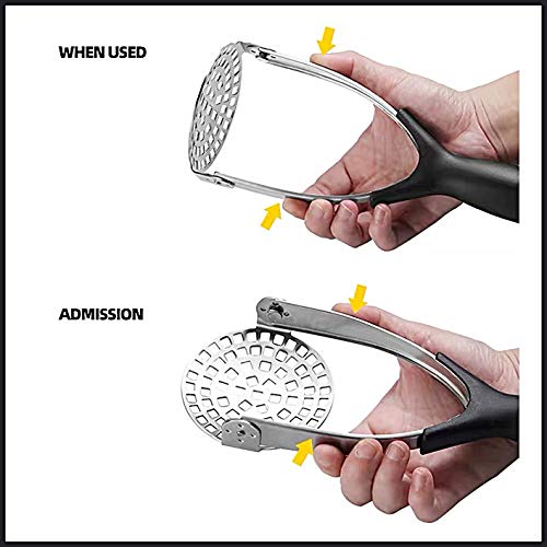 Clever Monster Stainless Steel Potato Masher - Heavy Duty With Garlic Press, Cooking And Kitchen Gadget - Convenient For Making
