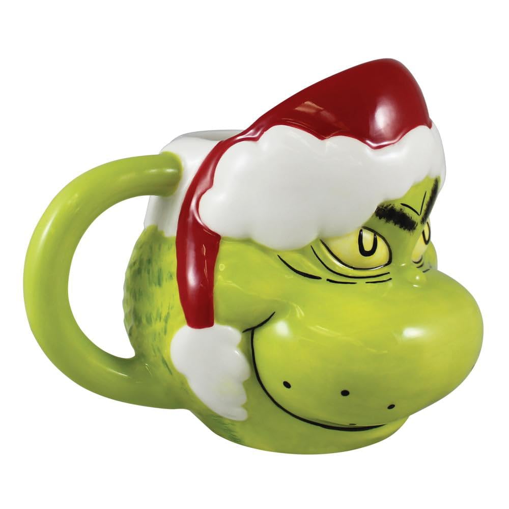 Dr. Seuss Grinch Santa Hat 16 oz. Sculpted Ceramic Mug
