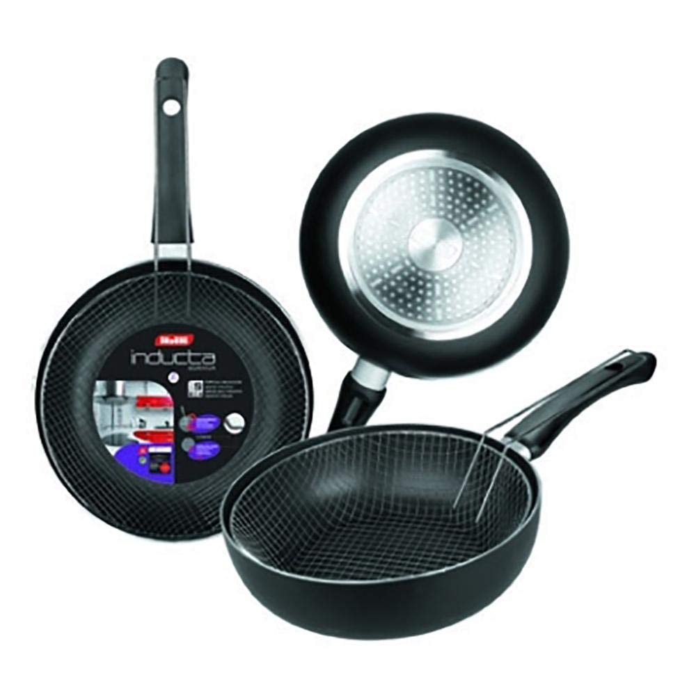 Ibili Frying Pan Set Inducta With Basket 24 Cm, Aluminium, Black/Silver