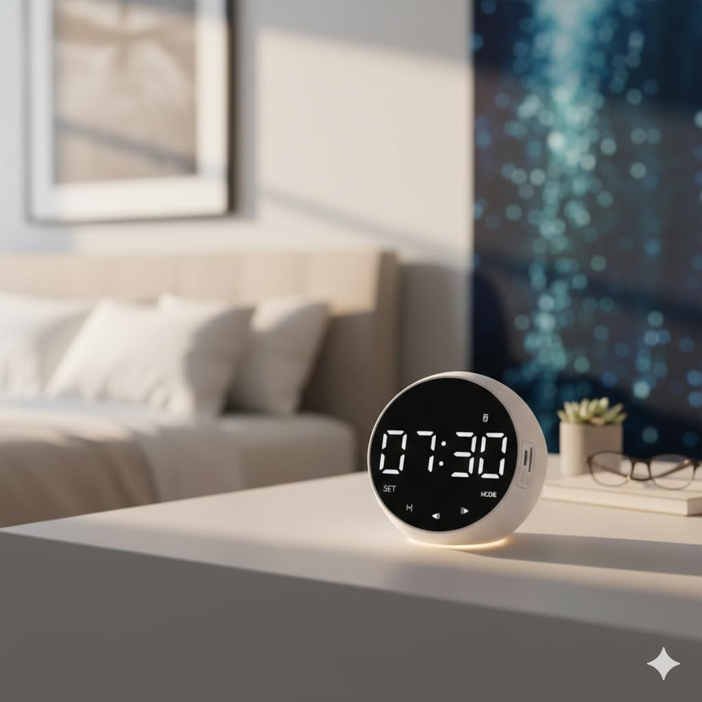 Imnishnay Digital Alarm Clock With Bluetooth Speaker & Fm Radio | Dual Alarm Clock With Led Display, Snooze & Usb Power | Bedsid