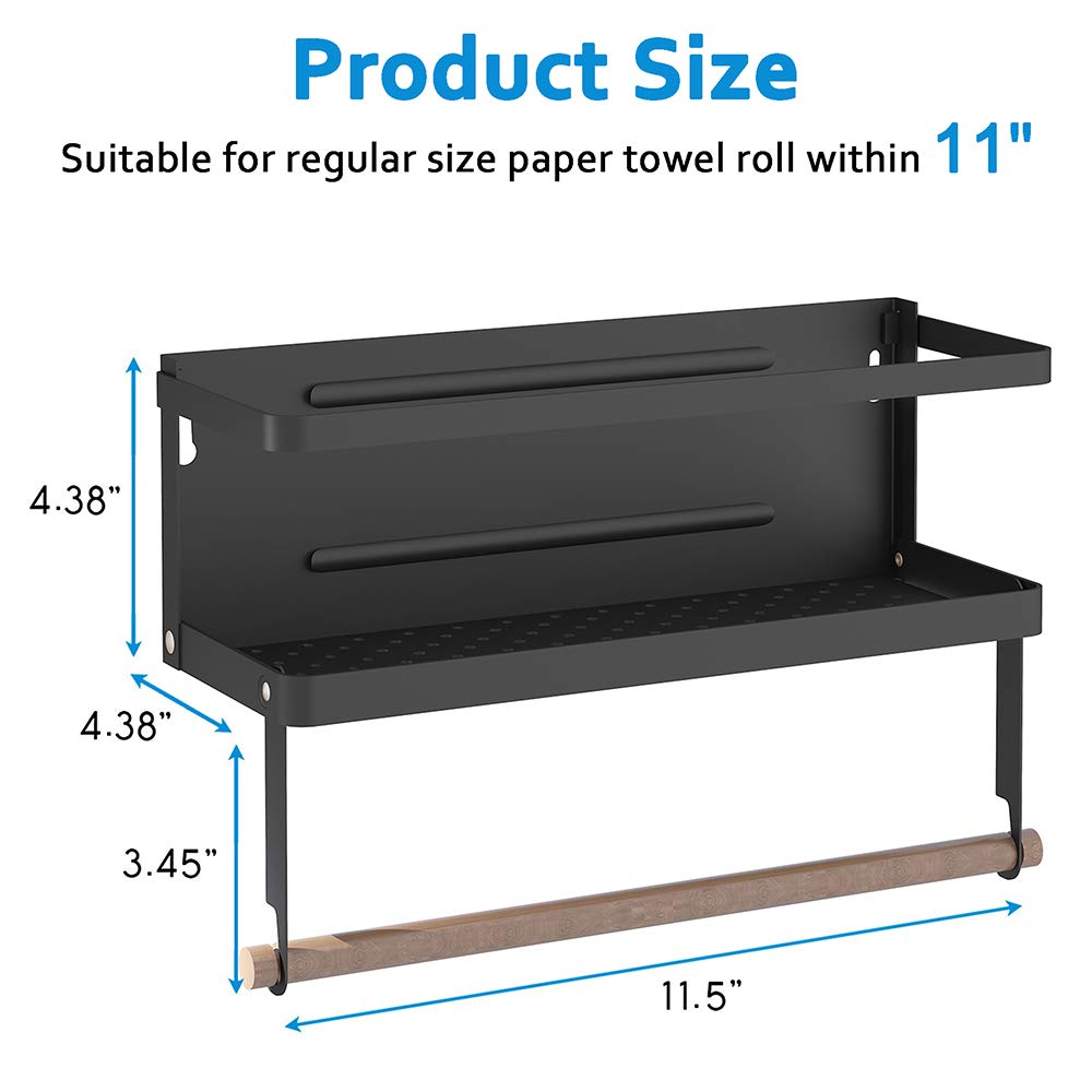 Magnetic Spice Rack, Thipoten 2-In-1 Foldable Strong Magnetic Shelf With Paper Towel Holder, Perfect Space Saver For Small Kitch