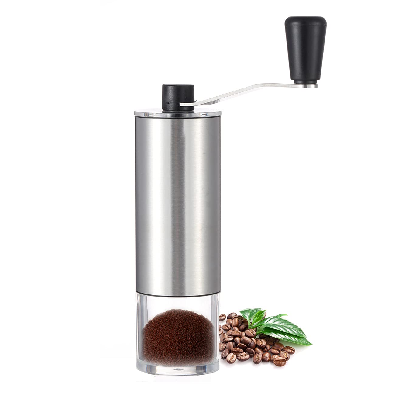 Lhs Manual Coffee Grinder With Ceramic Conical Burr Stainless Steel Hand Crank Mill For Drip Coffee, Espresso, French Press, Tur