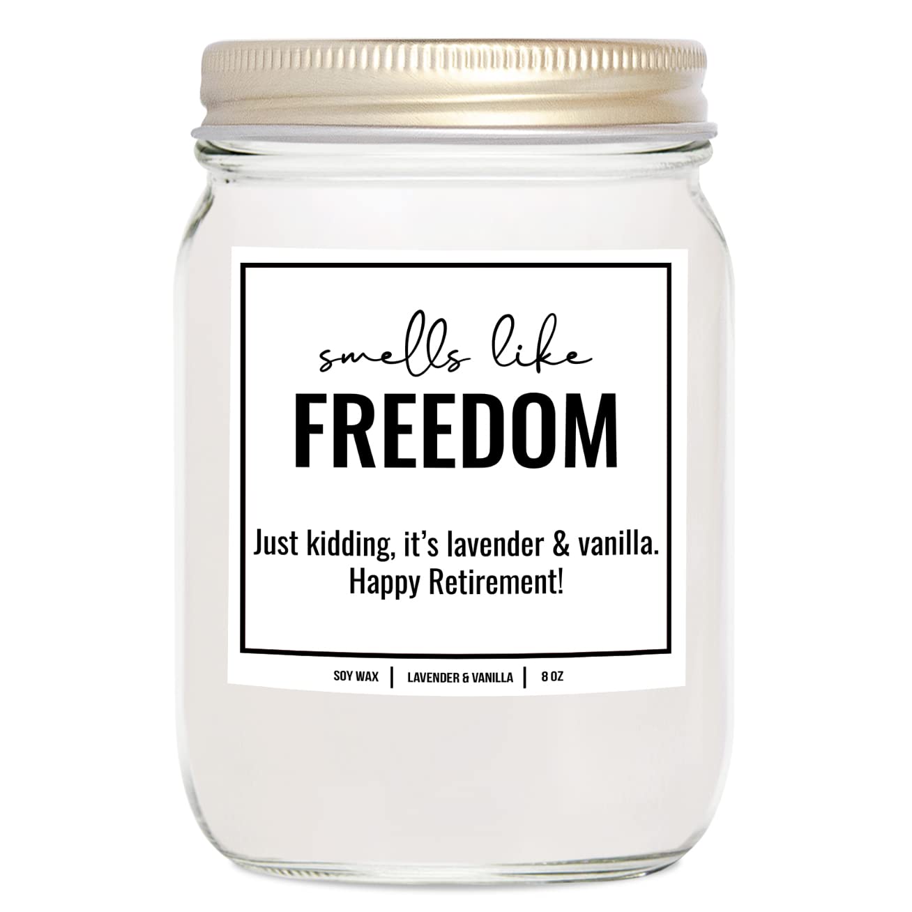 YouNique Designs Happy Retirement Candle for Women 2022, 8 Oz, Female Retirement Candle, Humorous Retirement Candle for Coworker