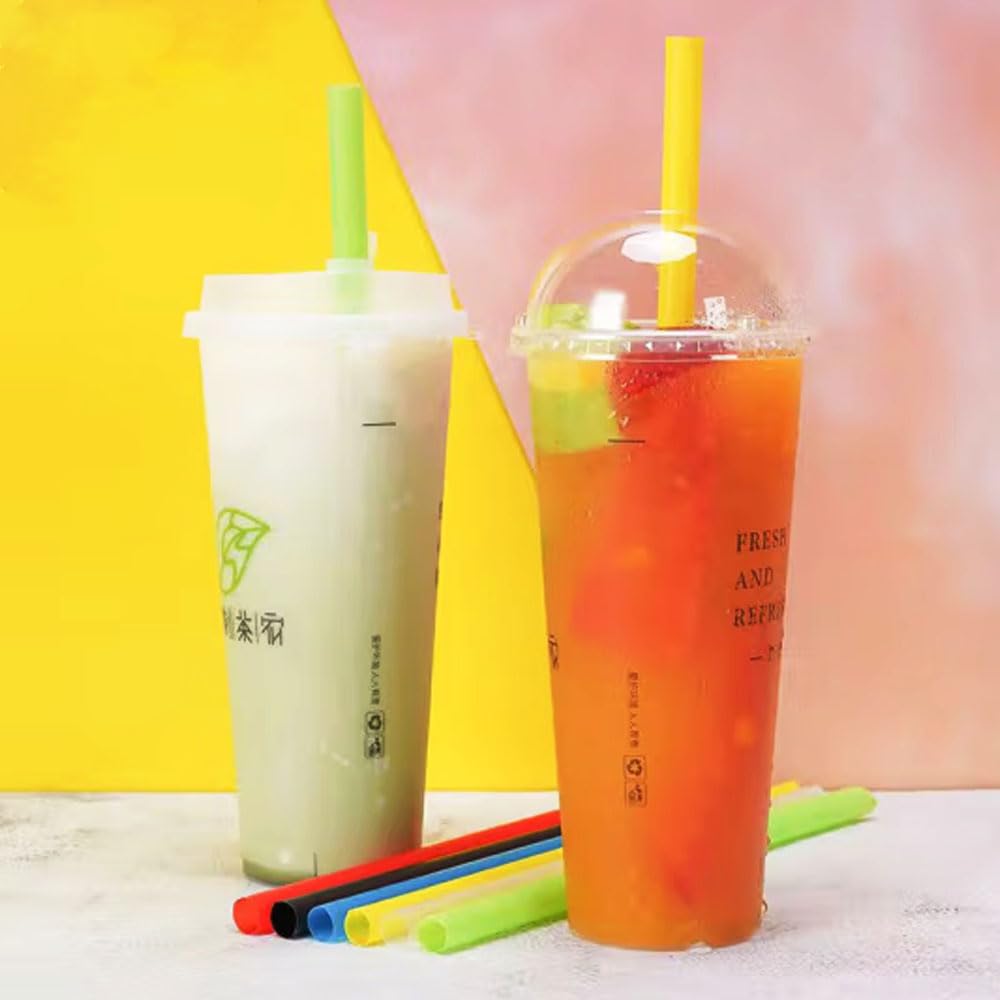 Koberrli Straws Disposable Boba Jumbo Smoothie Milkshake 100Pcs Wide Straws For Boba Tea Shake Drinking(9.45'' Tall, 0.43'' Diam