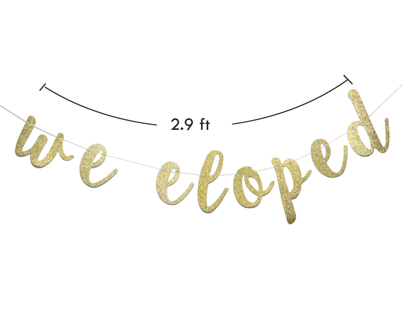 We Eloped Glitter Banner, Bridal Shower, Engagement, Bachelorette,Wedding Announcement Party Photo Props(Gold)