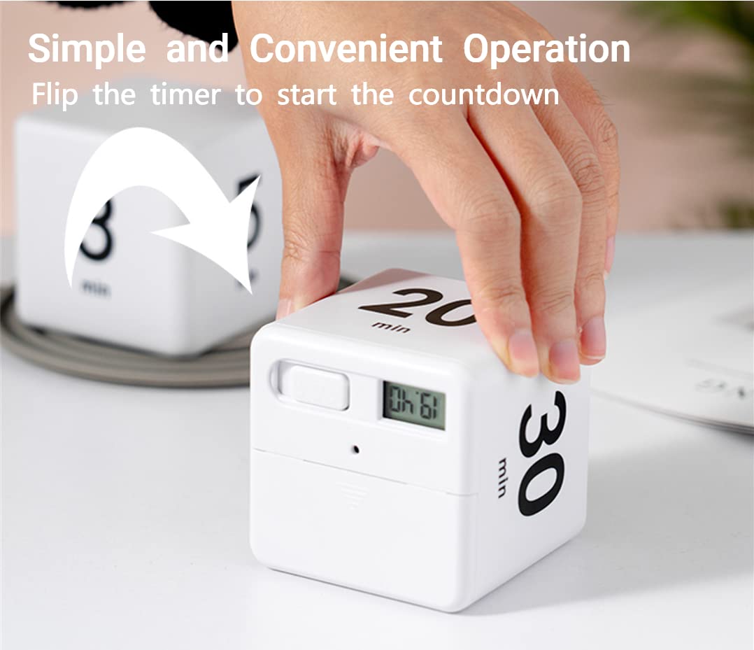 Feilifan Cube Timer, Time, Kitchen Timer Kids Timer For Adhd Productivity Workout Flip Timer Classroom For Studytime Countdown M