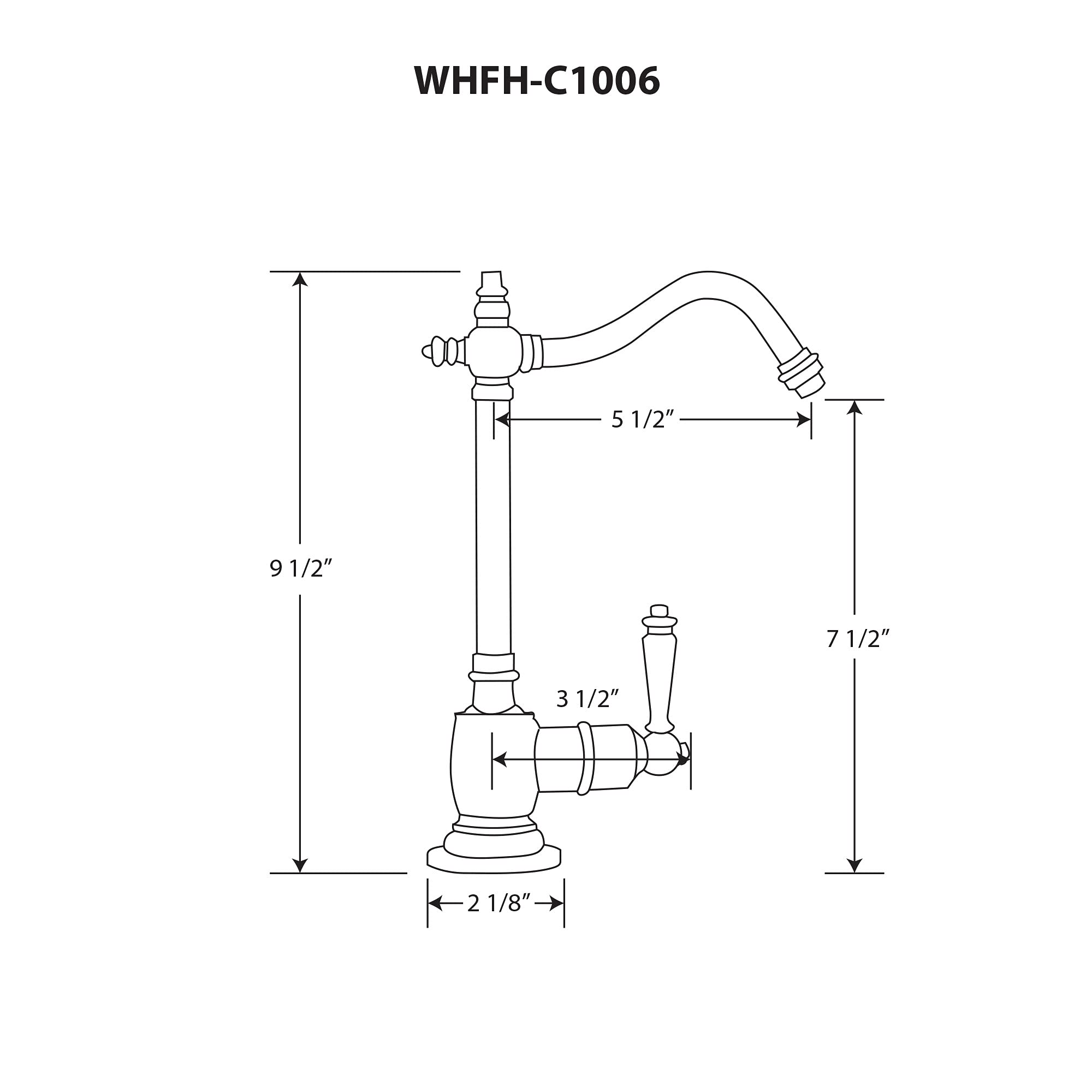 Whitehaus Collection Whfh-C1006-Bn Forever Hot Point Of Use Cold Water Faucet With Traditional Spout, Brushed Nickel