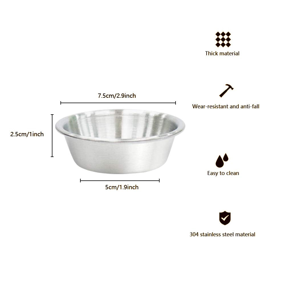 No/A 6Pcs 2.3Oz Stainless Steel Sauce Dish, Seasoning Dishes, Premium Sushi Dipping Bowl Saucers, Metal Ramekins, Mini Appetizer