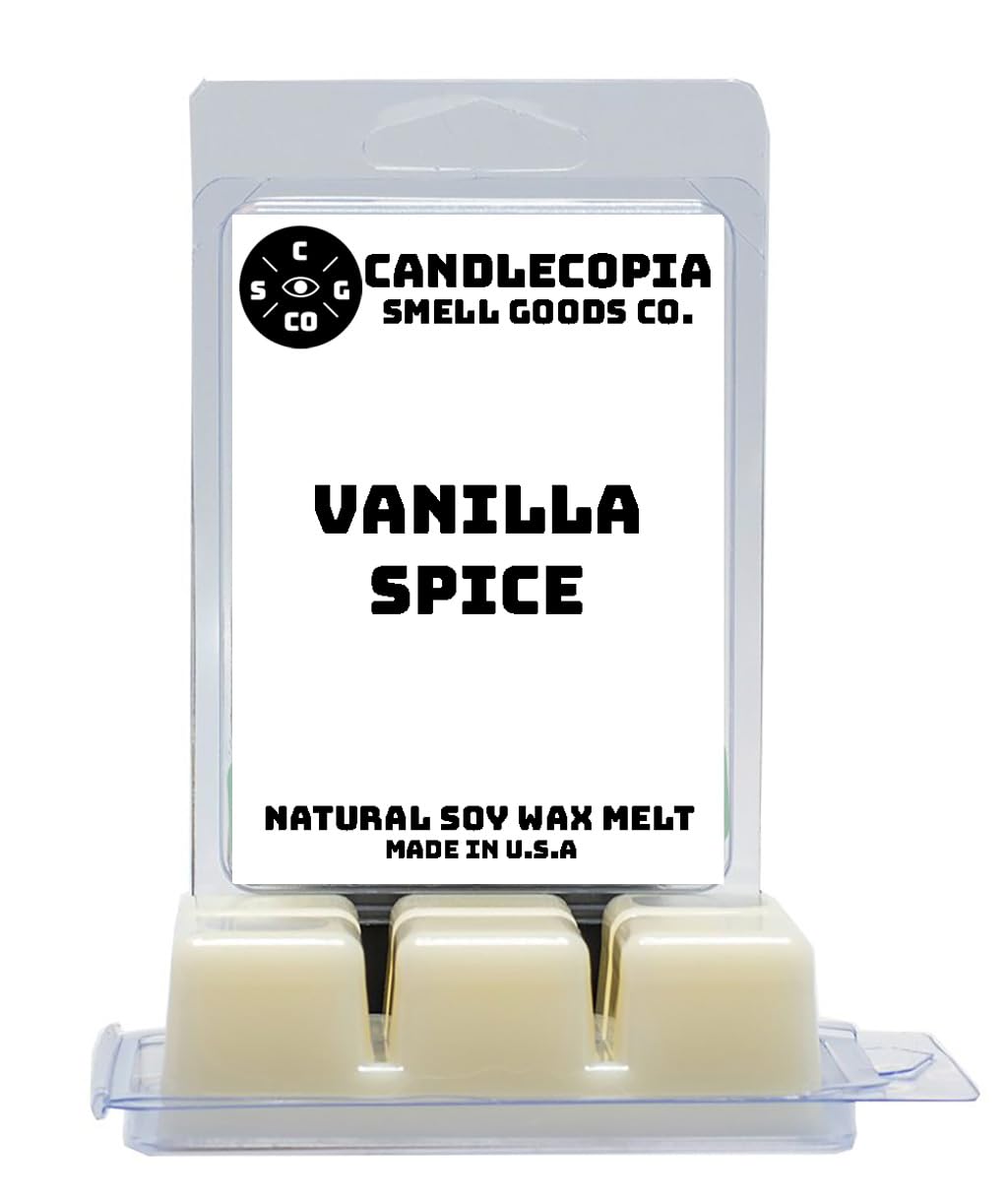 Candlecopia Vanilla Spice Strongly Scented Hand Poured Vegan Wax Melts, 12 Scented Wax Cubes, 6.4 Ounces in 2 x 6-Packs