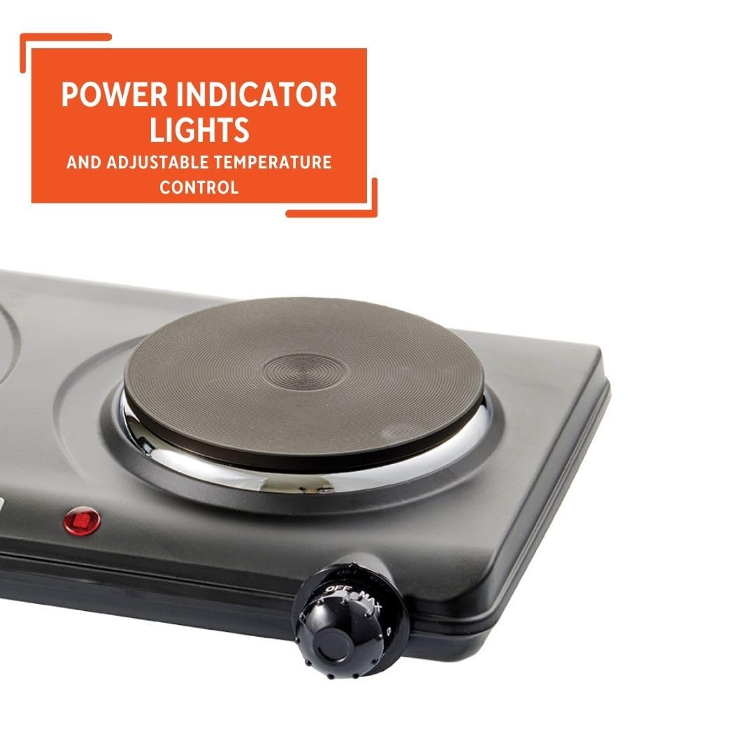 Imusa Double Electric Hot Plate With Cast Iron Plate For Cooking Or Heating, Electric Burner