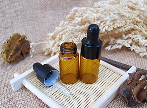 6Pcs 3Ml Dark Brown Glass Bottle With Glass Eye Dropper Cosmetics Small Sample Container