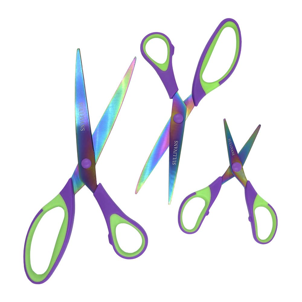 Sullivans Titanium Coated, Set Of 3 Scissors Set, Purple