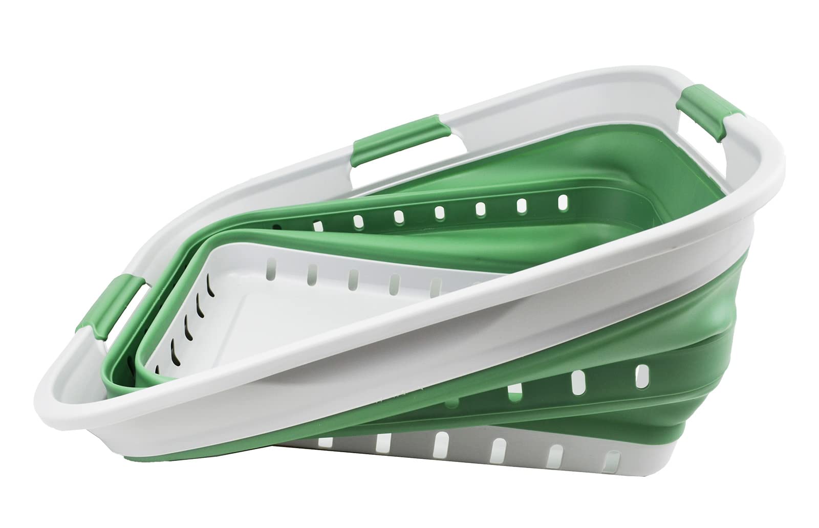 SAMMART 42L (11 gallon) Collapsible Plastic Laundry Basket - Foldable Pop Up Storage Container/Organizer - Portable Washing Tub - Space Saving Hamper/Basket (Grey/Dark Sea Green)