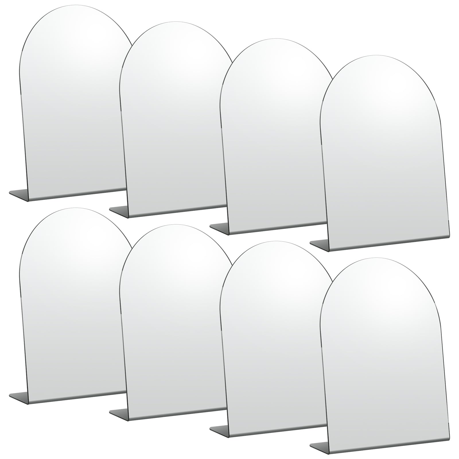 Colingmill 8 Pcs Counter Top Desk Mirror 7 x 9 Inch Freestanding Makeup Mirror for Desk Acrylic Mirror Arch Single Sided Vanity 