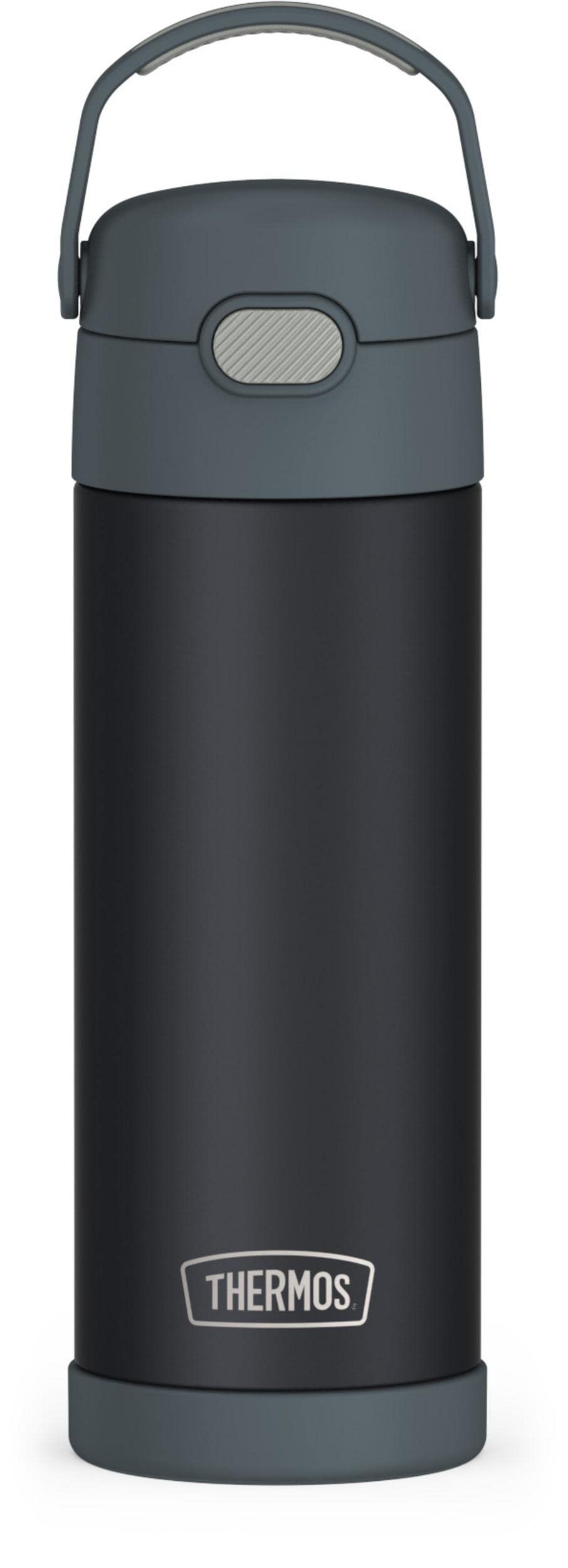 Thermos Funtainer 16 Ounce Stainless Steel Vacuum Insulated Bottle With Wide Spout Lid, Matte Charcoal