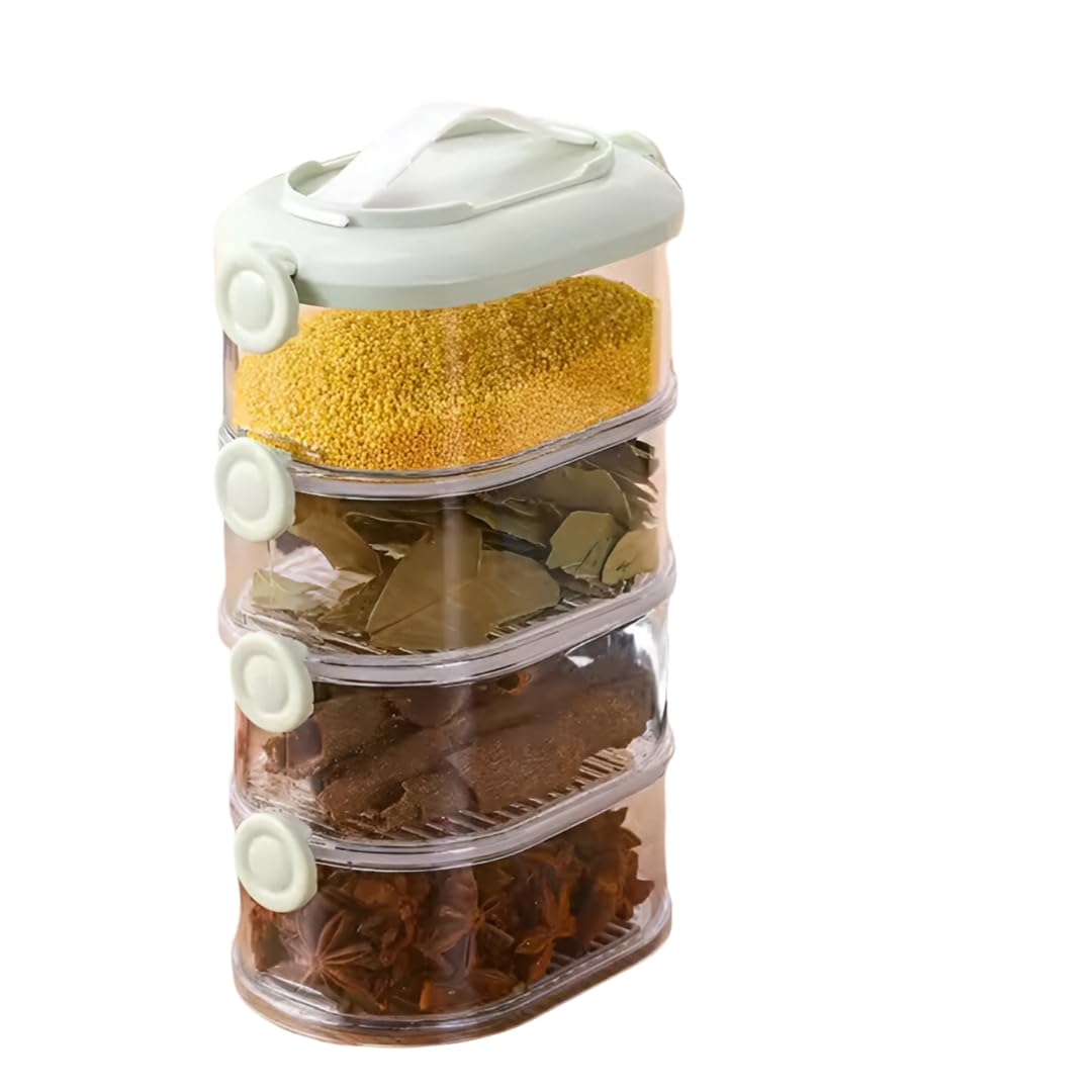 Helleo Spice Storage Container 4 Pcs Set With Stackable Transparent Boxes And Clip Locking Lids | Multipurpose Kitchen Storage B