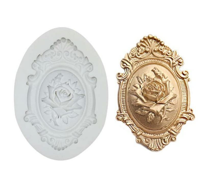 Cestony European Retro Embossed Rose Photo Frame Silicone Molds For Diy Cake Fondant Biscuit Cookies Soap Sugar Pudding Chocolat