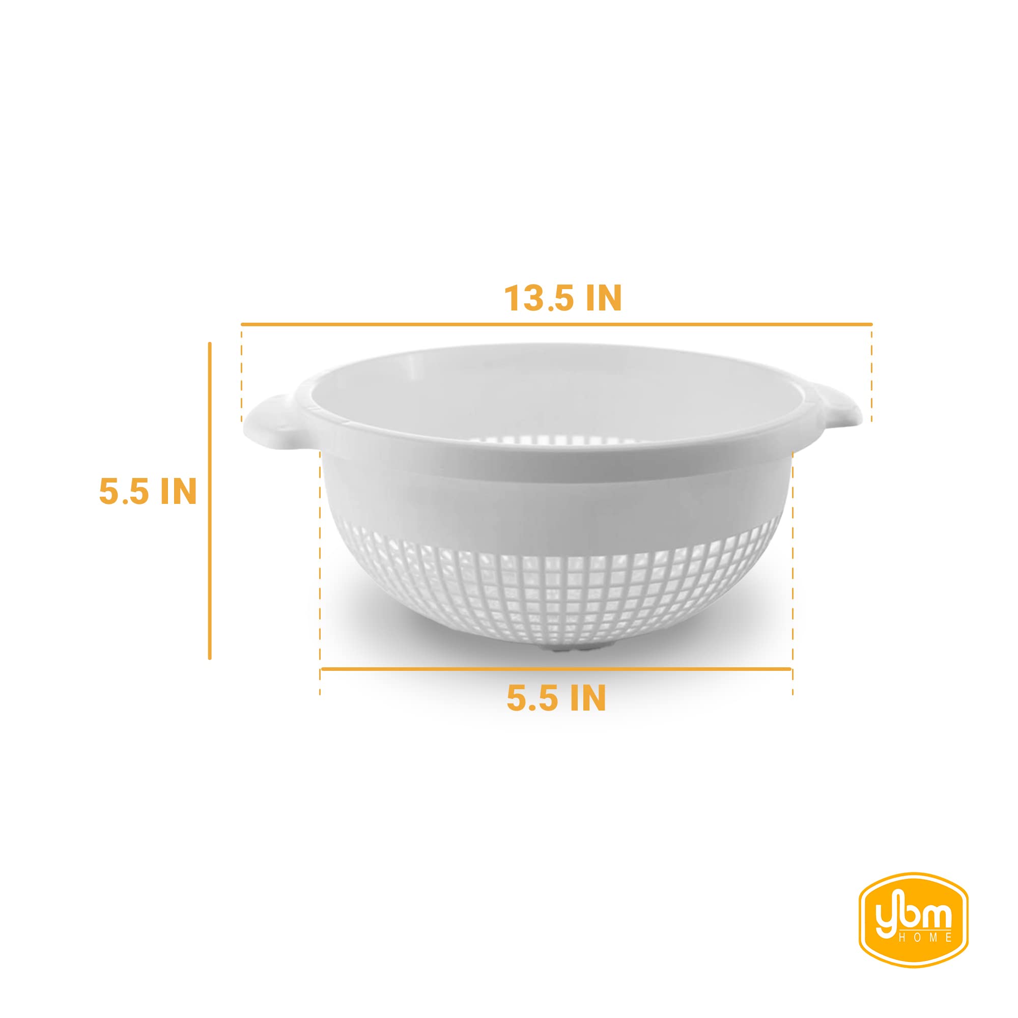 YBM Home Deep Plastic Strainer Colander with Handle - Made of Food Safe BPA-Free Plastic - Durable and Dishwasher Safe - Use for Pasta  Noodles  Spaghetti  Vegetables and More (1  Red) (1  White)