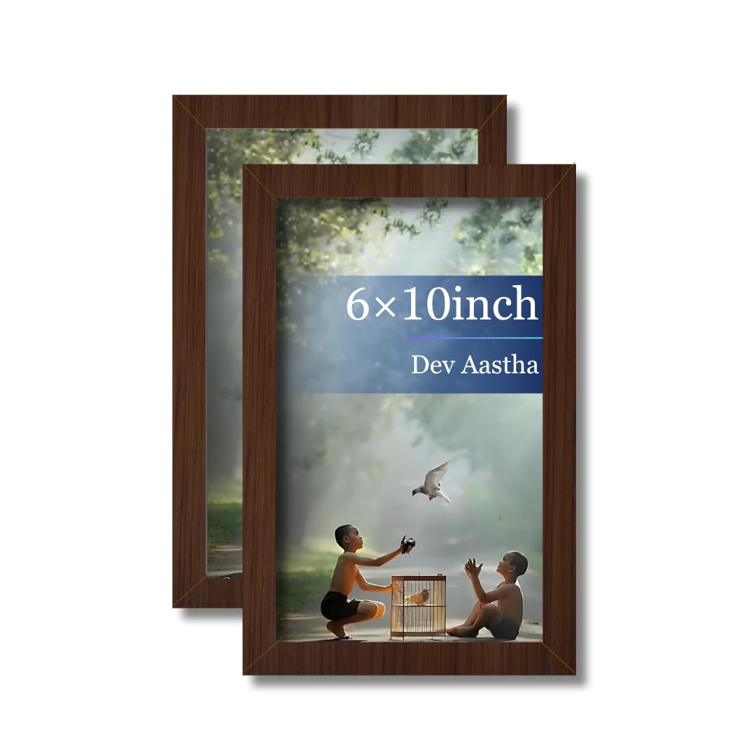 Dev Aastha Brown 6X10 Inch Photo Frame For Wall Dcor | Durable Plexi Glass Rectangular Frame | Stylish Home & Office Decoration 