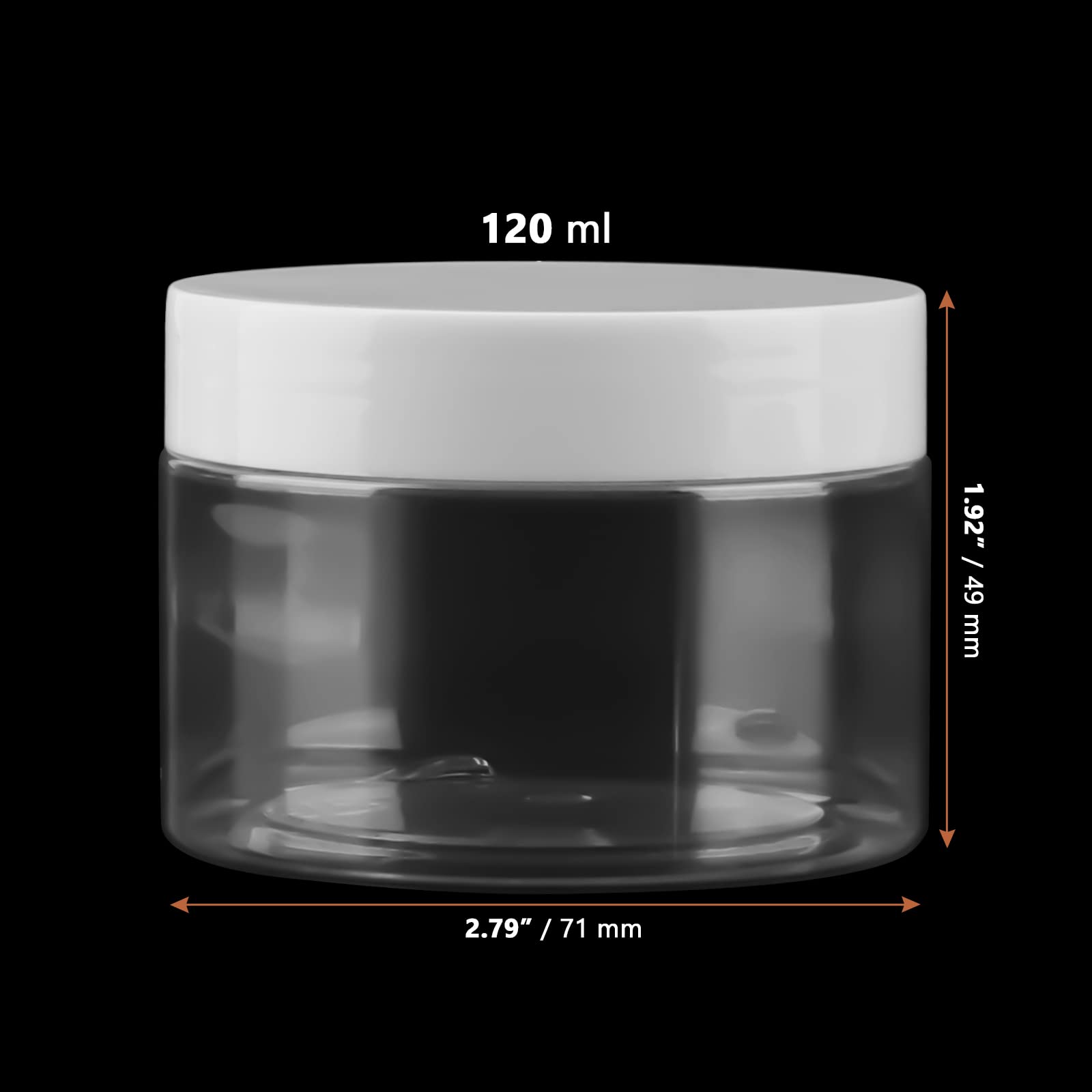 Lexinin 65 Pack 4Oz Clear Plastic Jars With White Lids, 120Ml Wide-Mouth Plastic Jars, Empty Round Slime Containers For Nuts, Ca